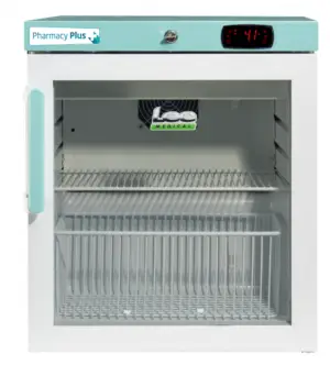 LEC Medical PPGR47BT-UK Glass Single Door Pharmacy Plus Bluetooth Enabled Countertop Refrigerator, 47 Litres