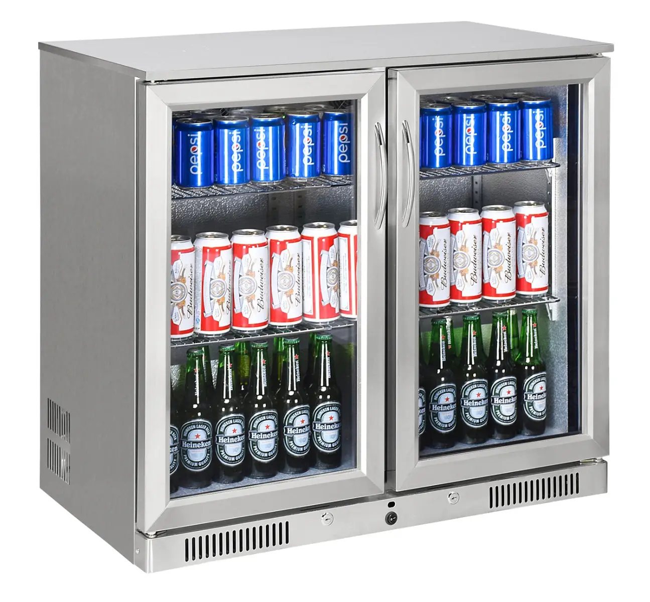 Sterling Pro Green SP2HC-STS Double Door Stainless Steel Bottle Cooler, 180 x 330ml Bottles