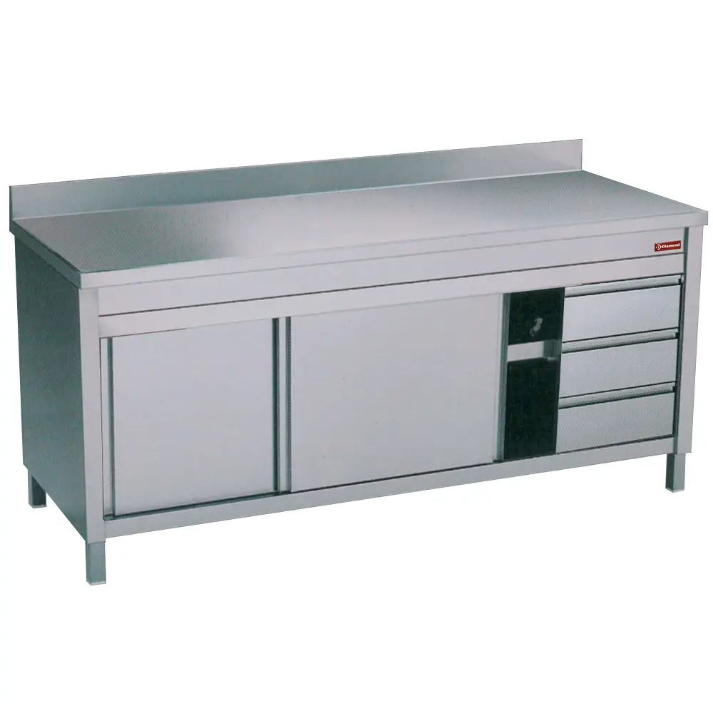 Diamond TA207CDA/U Table On Cupboard Slid. Doors+ 3 Draw. Edge