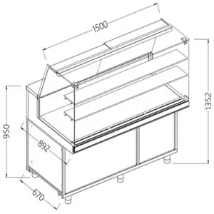 Diamond CA15X/R Hot & Dry Patisserie Display Counter with Understorage, 1500mm