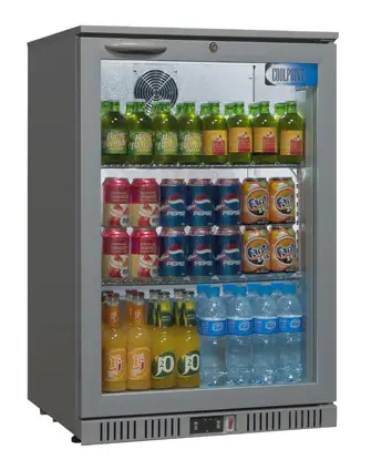 Coolpoint HX100 Hinged Glass Single Door Grey Bottle Cooler, 126 x 275ml Bottles