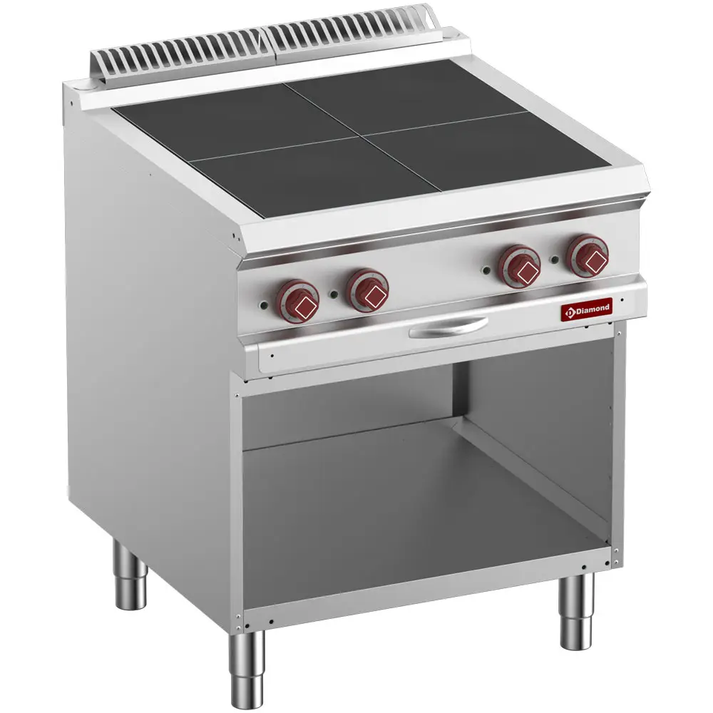 Diamond E7/4SPA7-N 4 Stove Freestanding Electric Range Cooker on Neutral Open Cupboard, 10kW