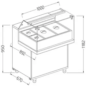 Diamond MB10X Refrigerated Bain Marie Display Counter, 1000mm