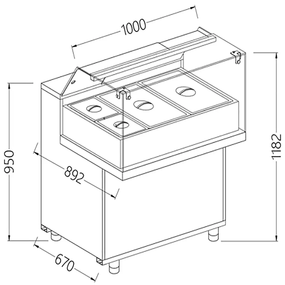 Diamond MB10X Refrigerated Bain Marie Display Counter, 1000mm