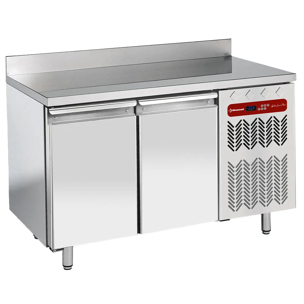 Diamond TG2N/HA-R2 2 Door Stainless Steel Refrigerated Counter with Splashback, 260 Litres