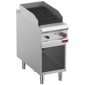 Diamond G9/GPLA4-ZN Freestanding Lava Stone Gas Griddle on Netrual Open cupboard