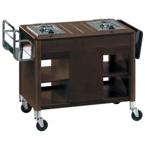 Diamond CNF-2FW Flambée Trolley, 2 Gas Burners, Wood "Wengé"