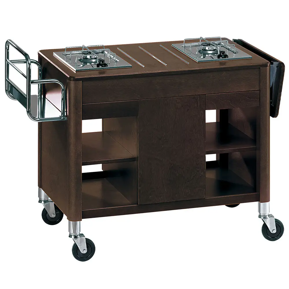Diamond CNF-2FW Flambée Trolley, 2 Gas Burners, Wood "Wengé"
