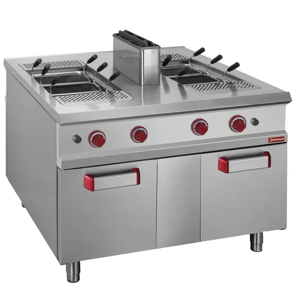 Diamond G1/CPA4 12 Basket Freestanding Gas Pasta Cooker on 2 Neutral Closed Cupboards
