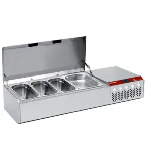 Diamond SY132G/CP9 Stainless Steel Topping Unit with Lid, 4 x 1/3 GN