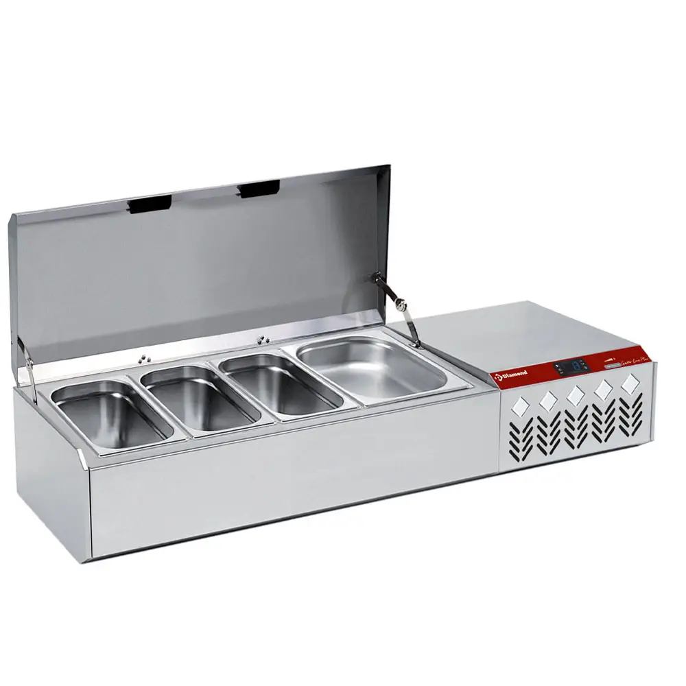 Diamond SY132G/CP9 Stainless Steel Topping Unit with Lid, 4 x 1/3 GN
