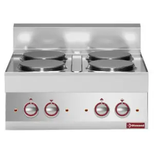 Diamond E65/4P7T-N 4 Rounded Hobs Countertop Electric Range Cooker, 10.4kW