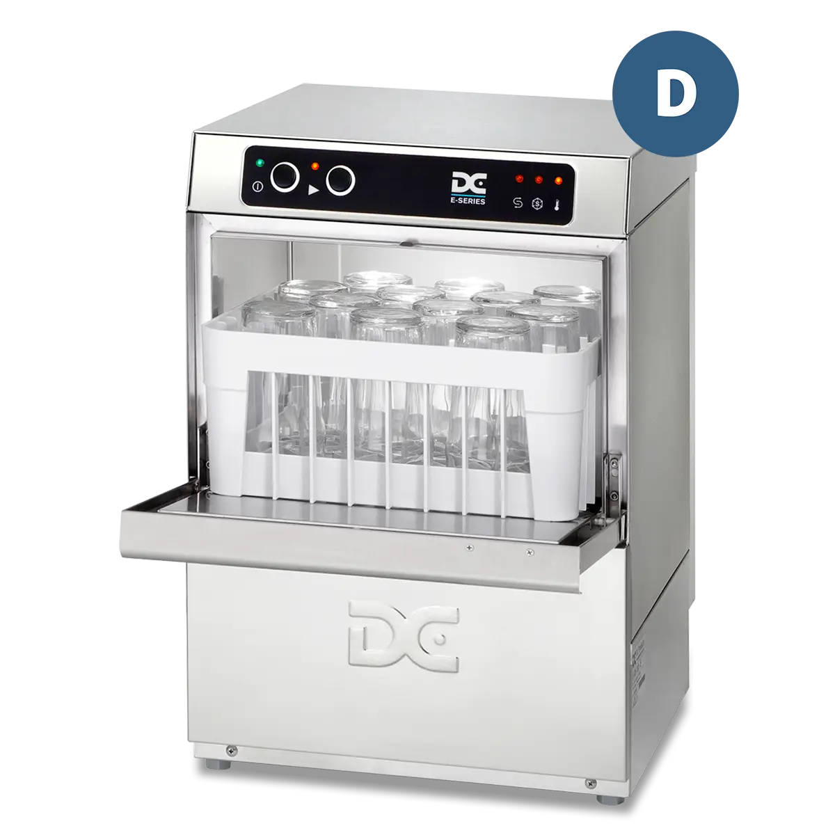 DC EG35D Economy Range 350mm Basket Frontloading Commercial Glasswasher with Drain Pump, 12 Pint Capacity