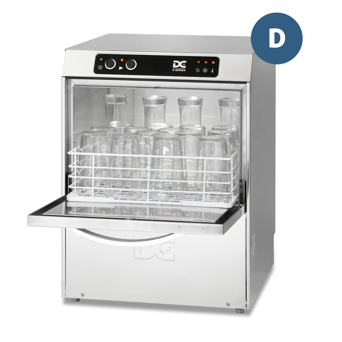 DC SG40D Standard Range 400mm Basket Frontloading Commercial Glasswasher with Drain Pump, 18 Pint Capacity