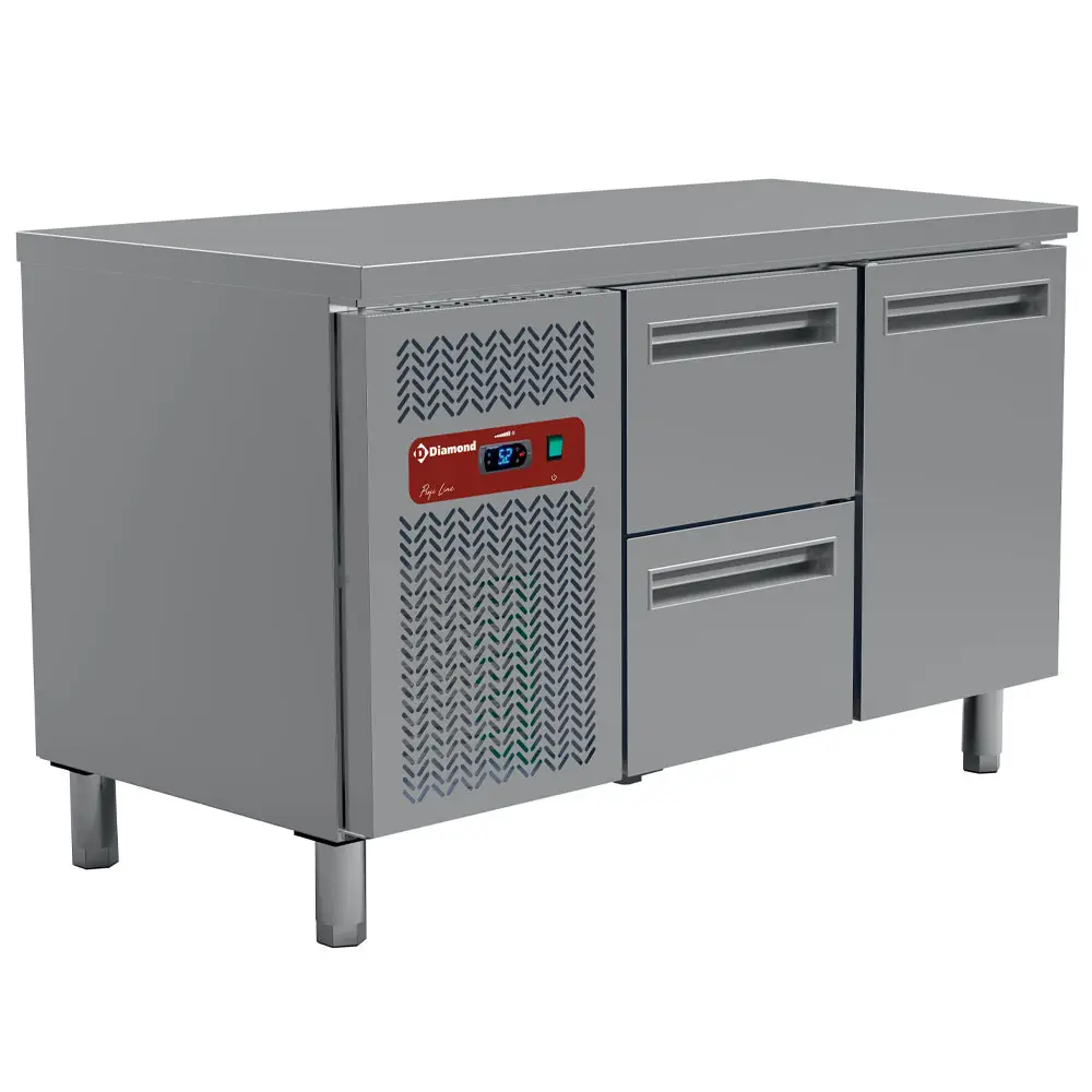 Diamond MR2/R2_MC1/2-TP 1 Door Stainless Steel Refrigerated Preparation Counter with 2 Drawers, 260 Litres
