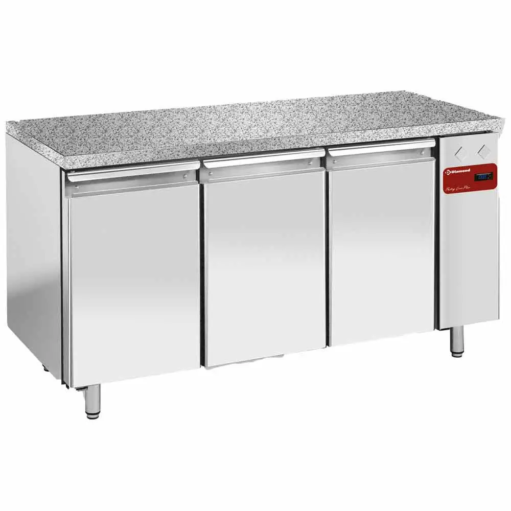 Diamond TPS3N/HG 3 Door Stainless Steel Granite Top Refrigerated Counter