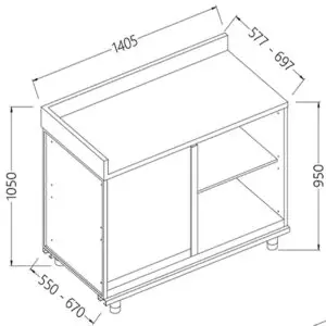 Diamond LL90SX Back Cabinet Angular Left Neutral - With Service Tablet