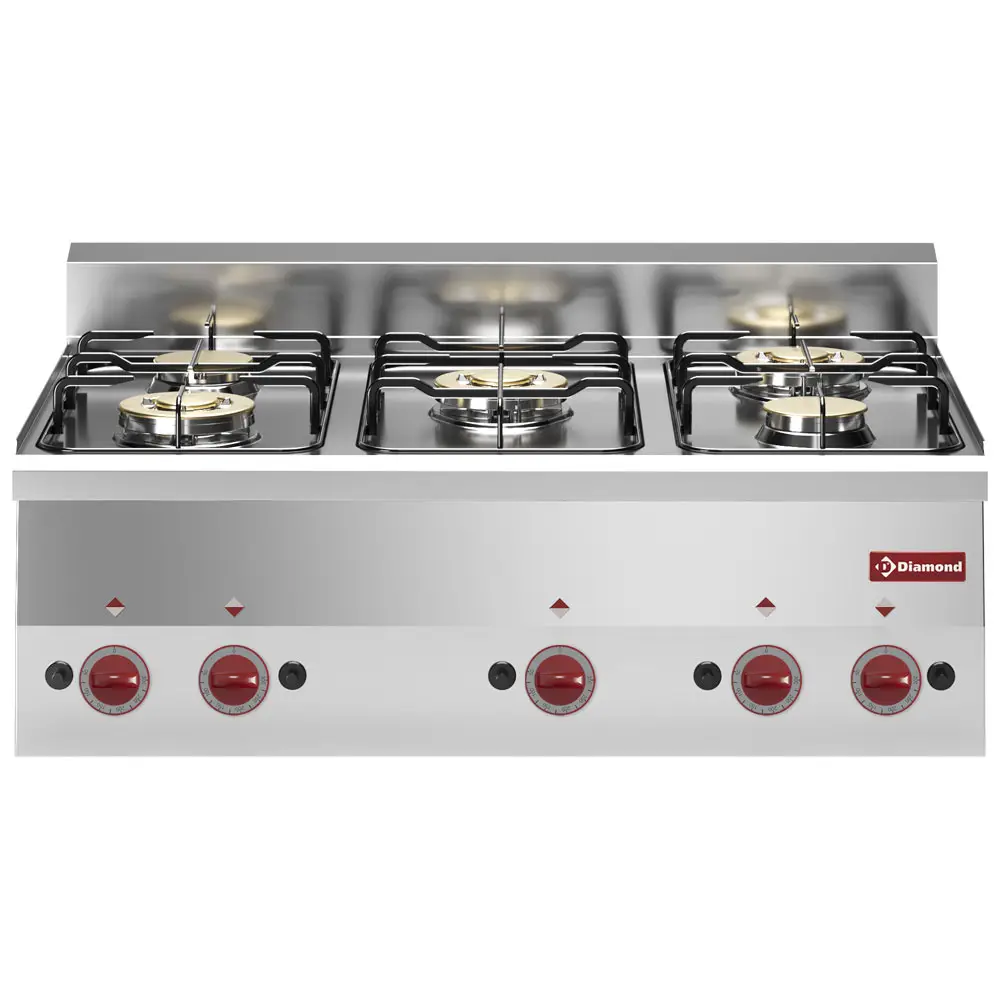 Diamond G60/5F9T-N 5 Burner Countertop Gas Range Cooker