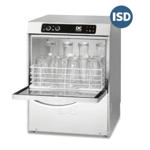 DC SG40ISD Standard Range 400mm Basket Frontloading Commercial Glasswasher with Integral Water Softener and Drain Pump, 18 Pint Capacity