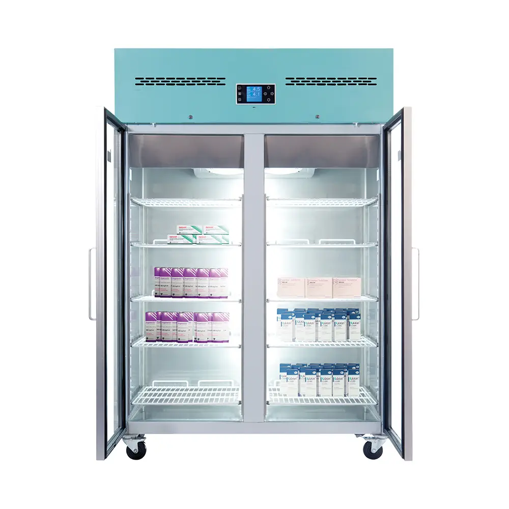 LEC Medical PGR1200UK Glass Double Door Pharmacy Refrigerator, 1200 Litres - Image 2