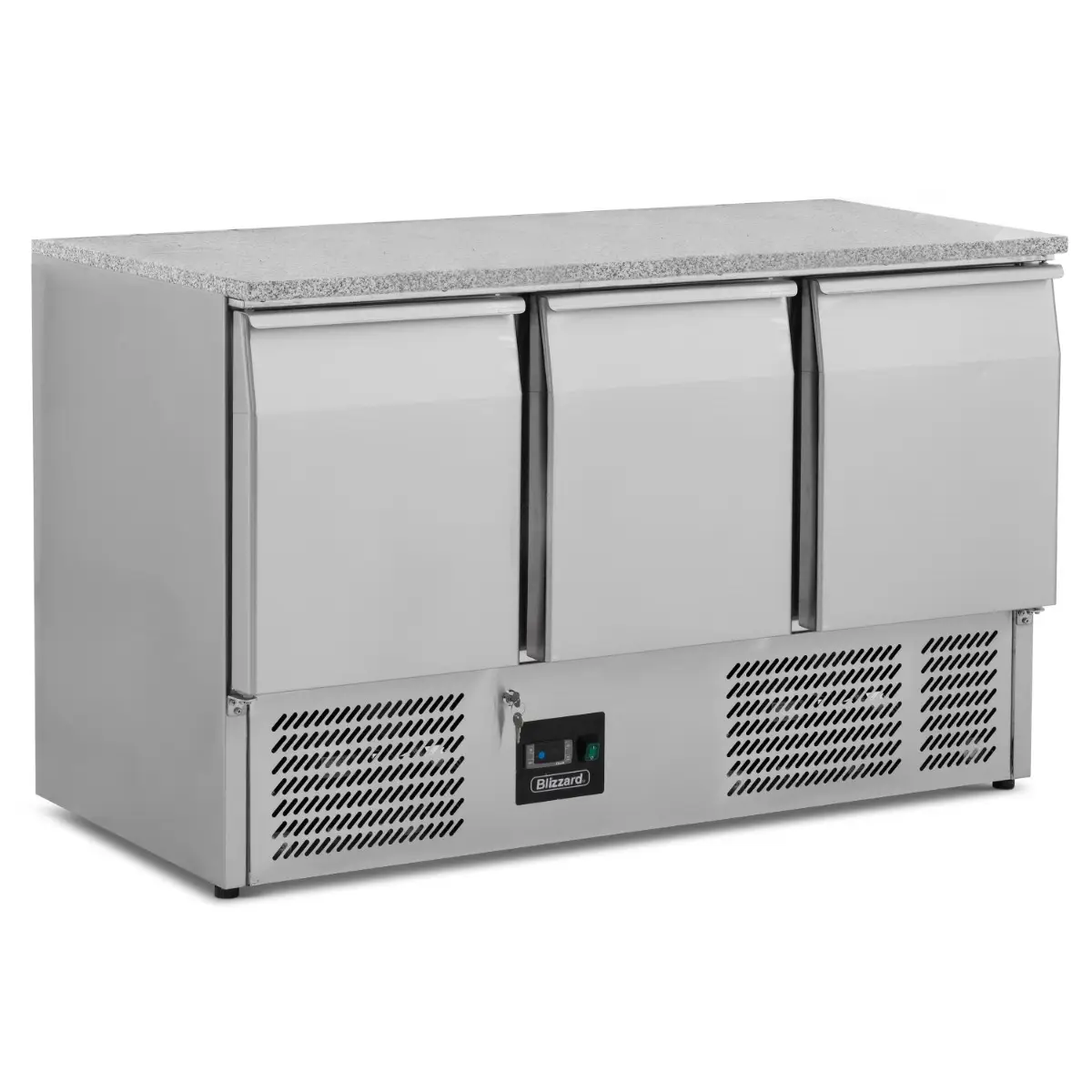 BLIZZARD Compact Triple Door Counter Refrigerator With Granite Worktop