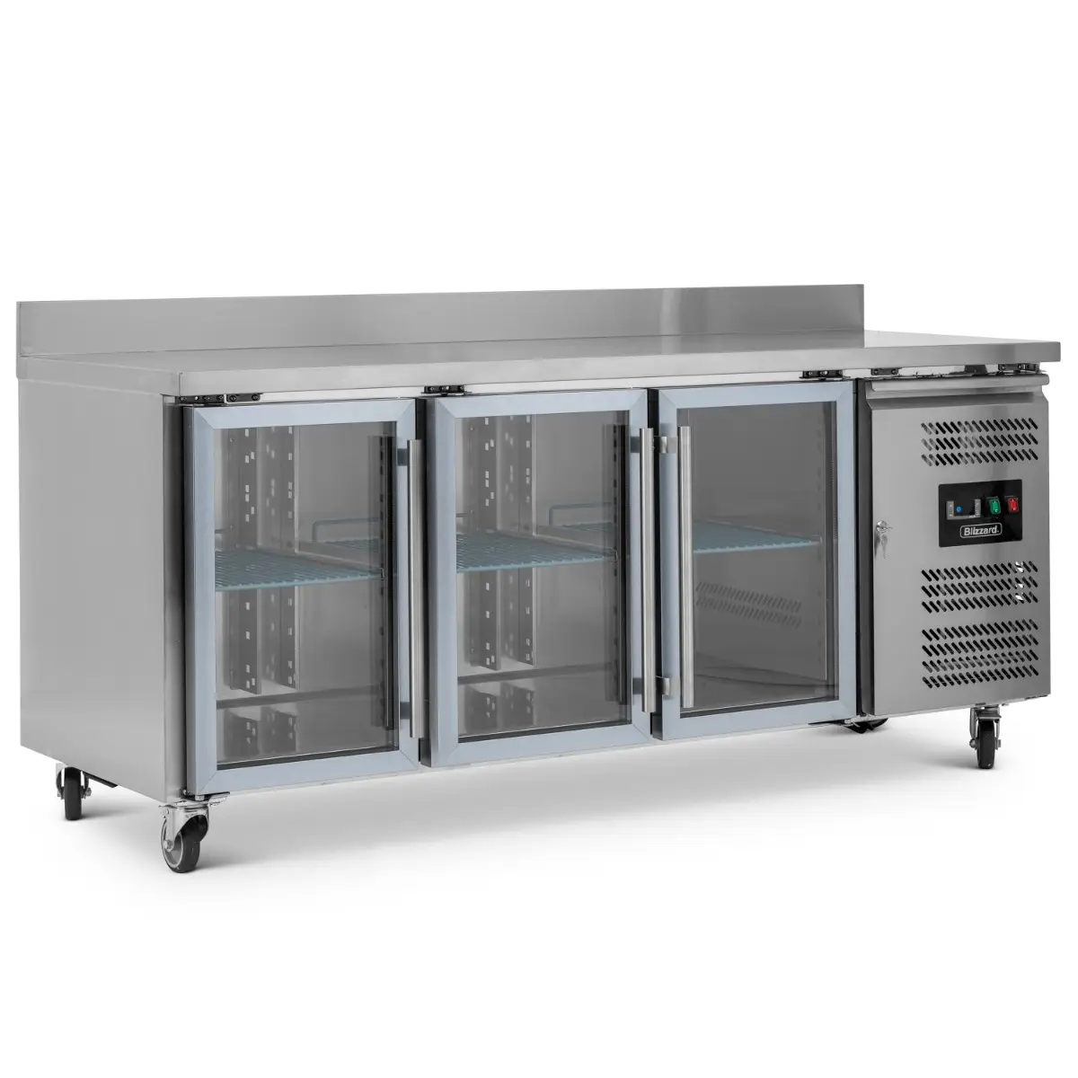 BLIZZARD Triple Hinged Glass Door Counter Refrigerator With Upstand