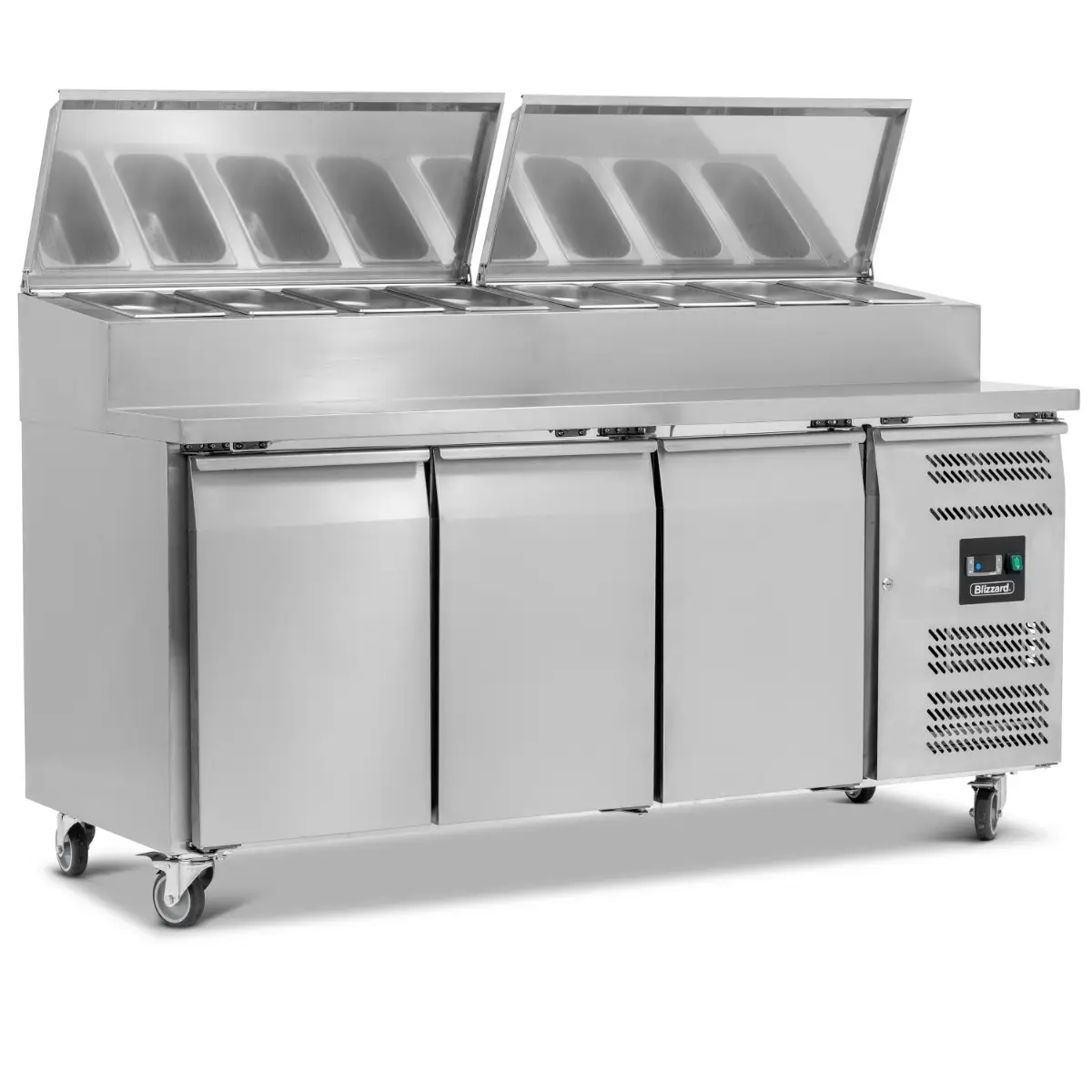 BLIZZARD Triple Door Refrigerated Prep Counter With Raised Collar - Image 2