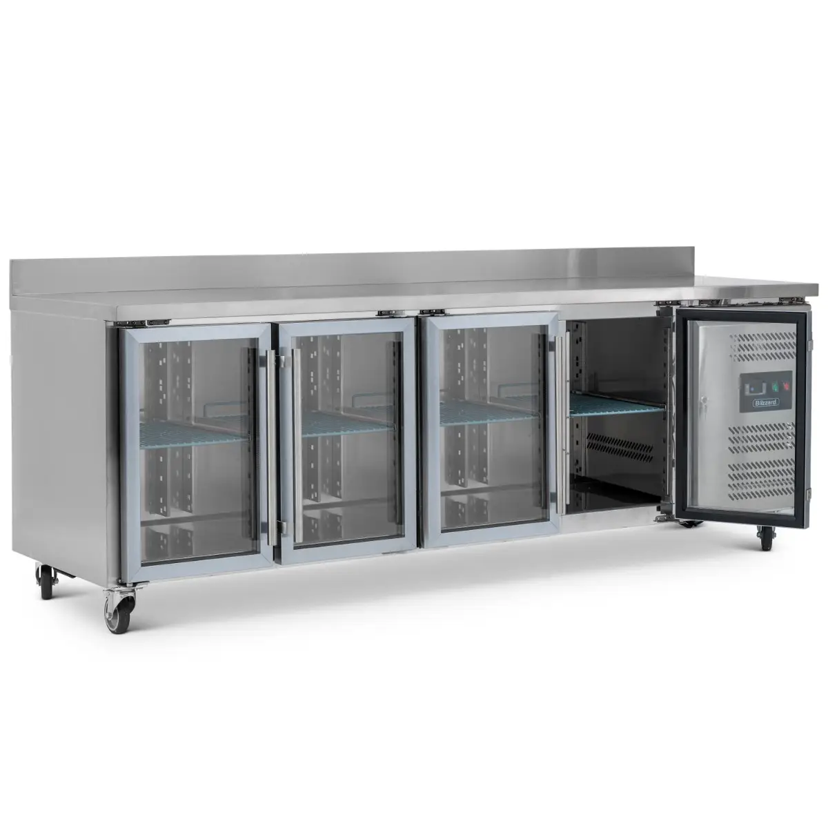 BLIZZARD Four Hinged Glass Door Counter Refrigerator With Upstand - Image 2