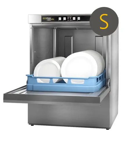 Hobart Ecomax F515S-10D 500mm Basket Frontloading Commercial Dishwasher with Integral Water Softener & Drain Pump, 18 Plates