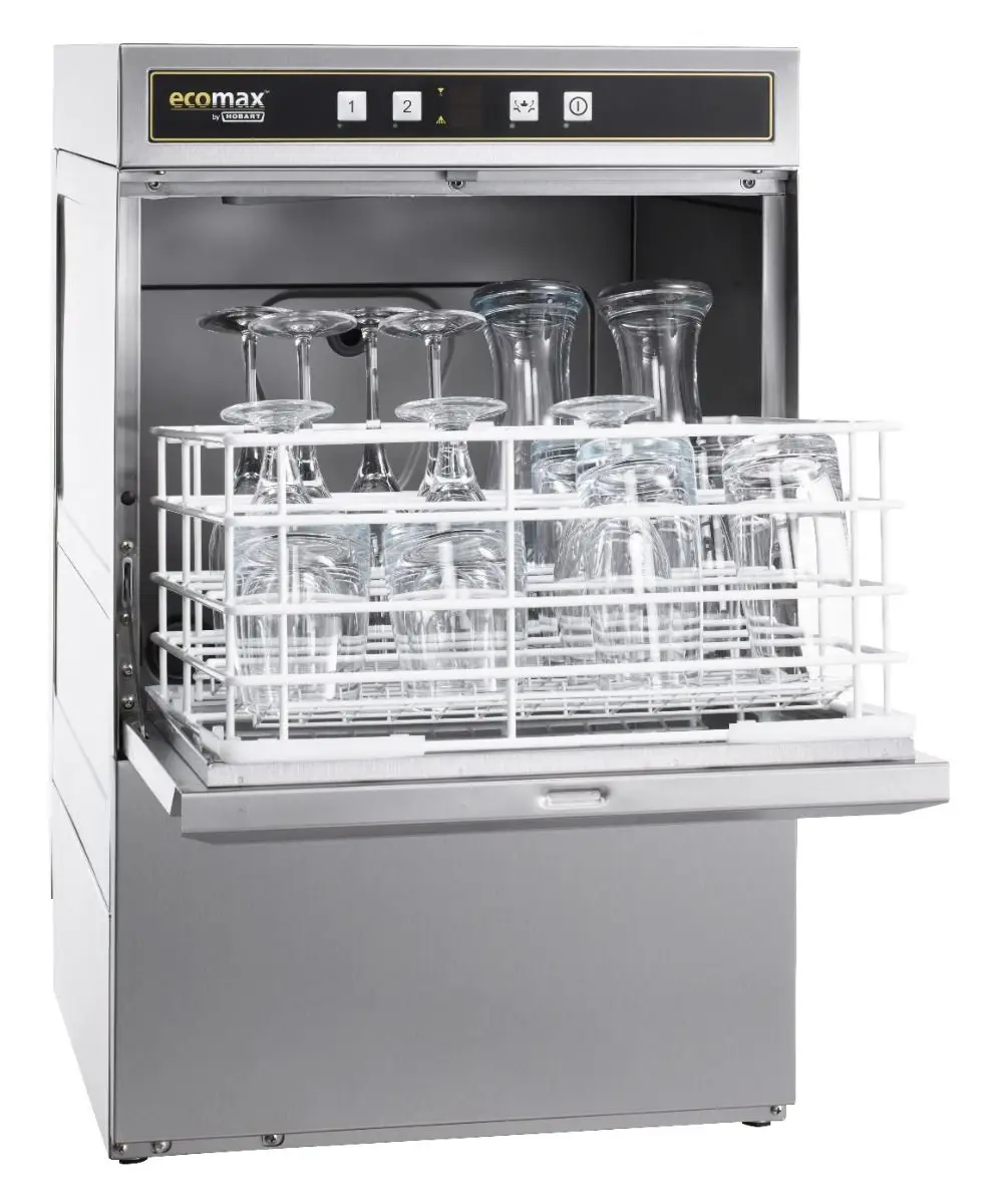 Hobart Ecomax G404S-12C 390mm Basket Frontloading Commercial Glasswasher with Integral Water Softener & Drain Pump, 16 Pint Capacity
