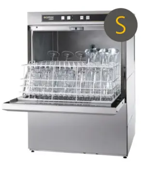 Hobart Ecomax G504S-10C 500mm Basket Frontloading Commercial Glasswasher with Integral Water Softener & Drain Pump, 25 Pint Capacity
