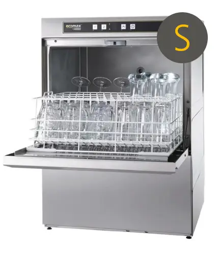 Hobart Ecomax G504S-10C 500mm Basket Frontloading Commercial Glasswasher with Integral Water Softener & Drain Pump, 25 Pint Capacity