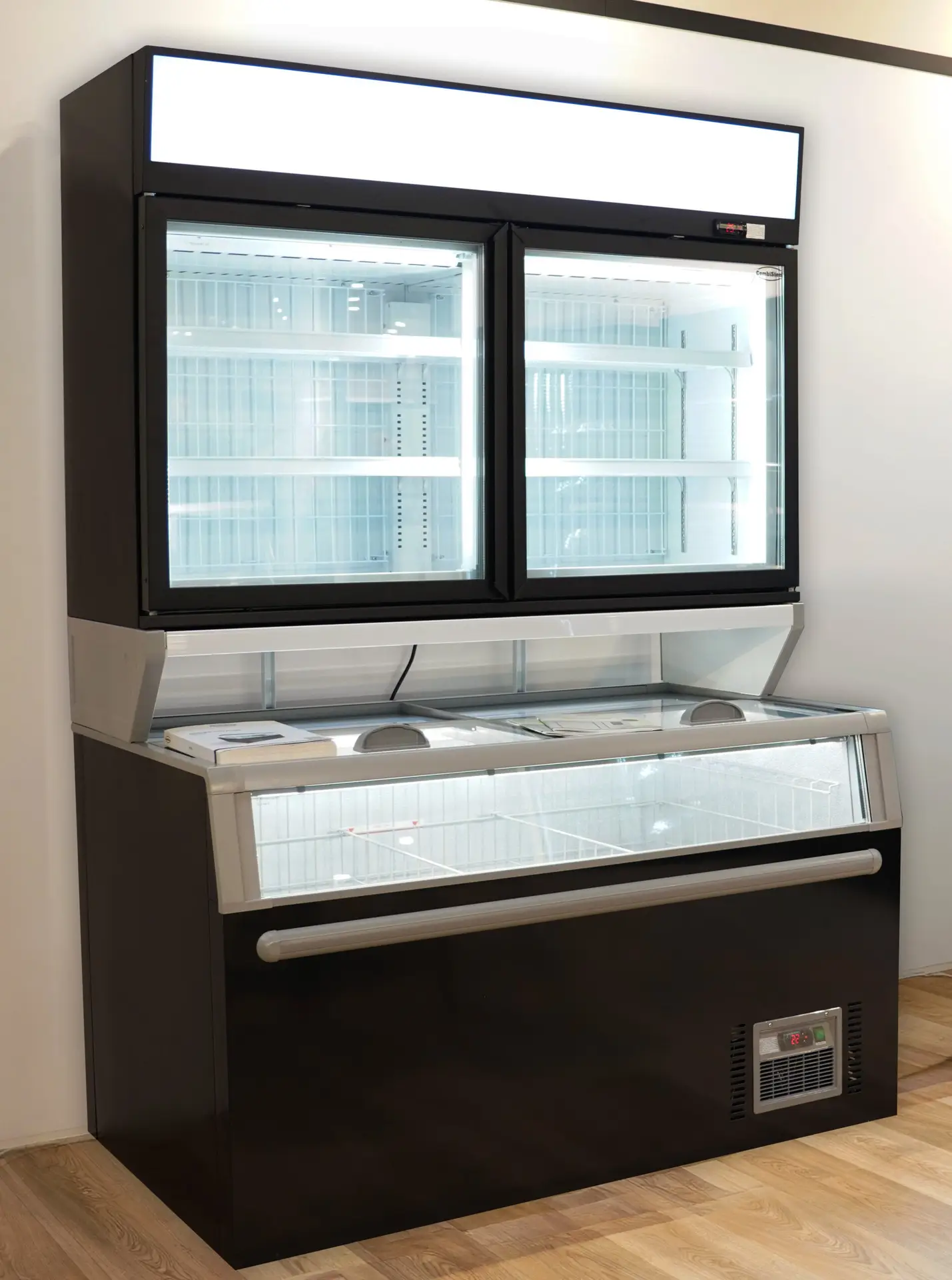 WALL MOUNTED FREEZER UNIT BLACK 2 GLASS DOORS - Image 2