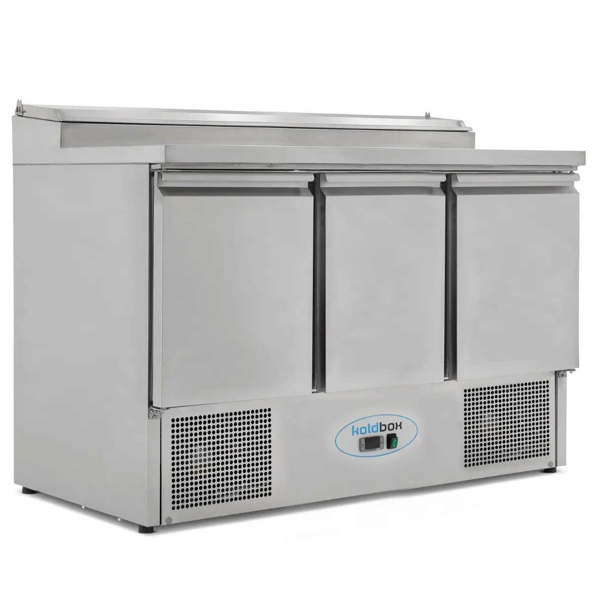 KOLDBOX Compact Triple Door Refrigerated Prep Counter With Raised Collar