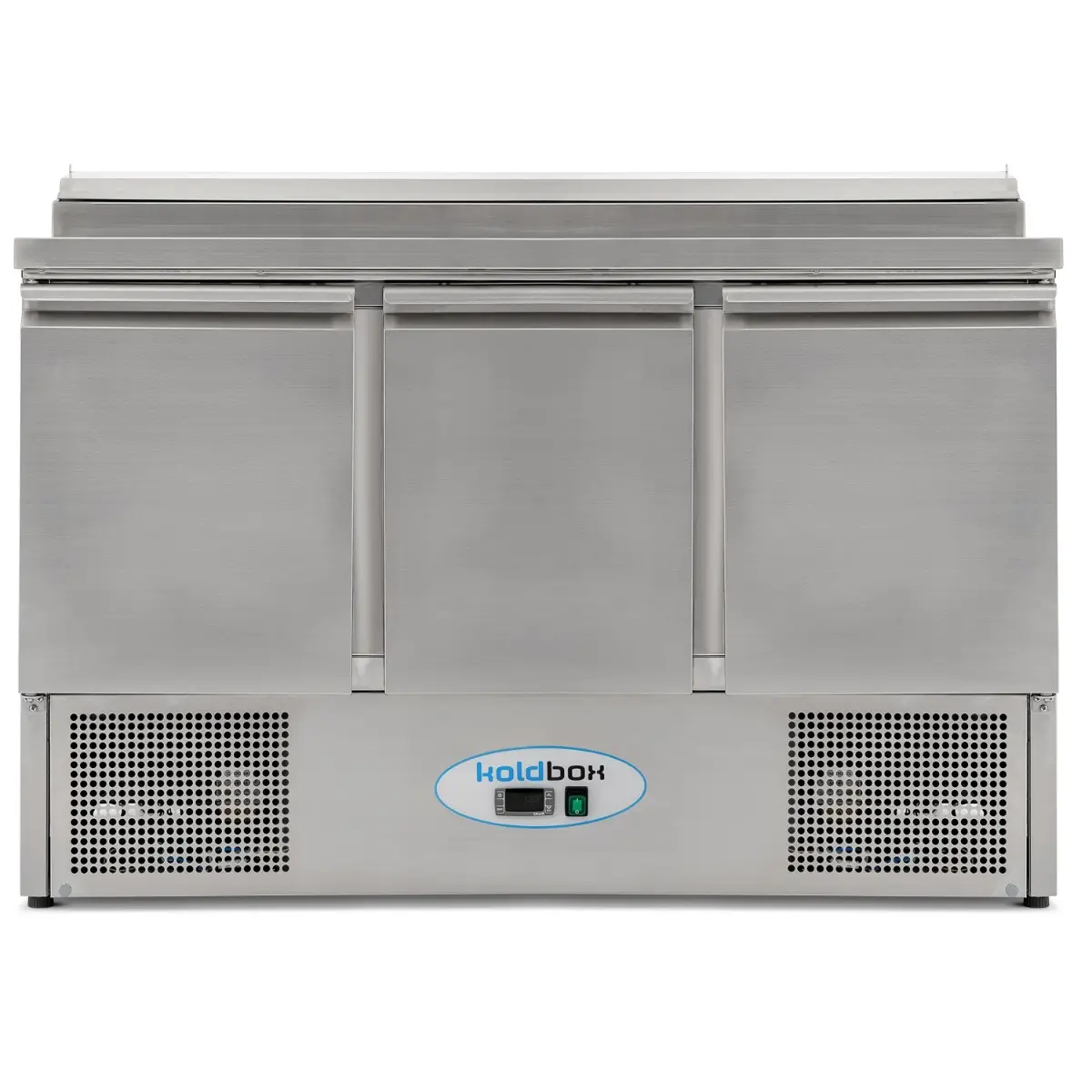 KOLDBOX Compact Triple Door Refrigerated Prep Counter With Raised Collar - Image 2