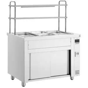 INOMAK 1100mm Wet Well Bain Marie With Ambient Cupboard & Double Gantry