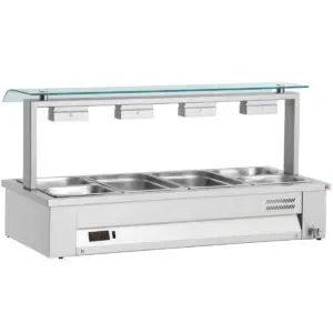 INOMAK Counter Top Bain Marie With Sneeze Guard 4x GN1/1