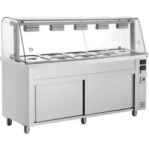 INOMAK Bain Marie With Heated Cupboard And Glass Canopy 5x GN1/1