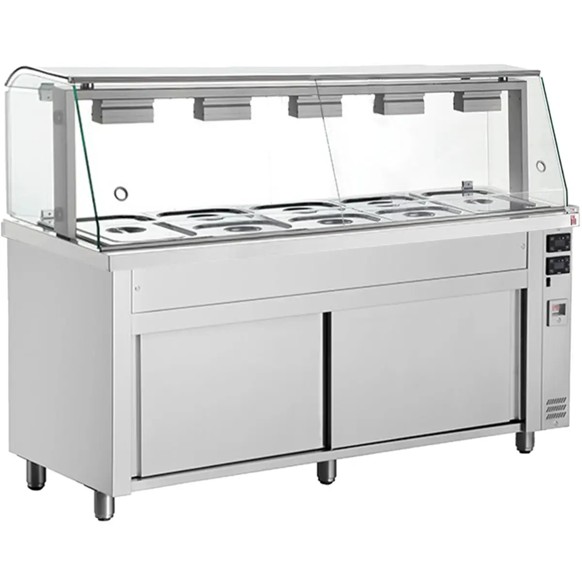 INOMAK Bain Marie With Heated Cupboard And Glass Canopy 5x GN1/1