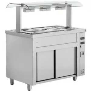 INOMAK Bain Marie With Double Sneeze Guard 3 x GN1/1
