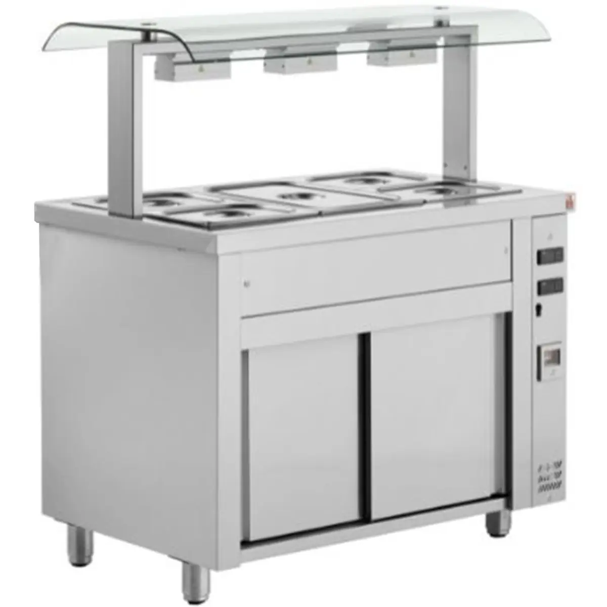 INOMAK Bain Marie With Double Sneeze Guard 3 x GN1/1