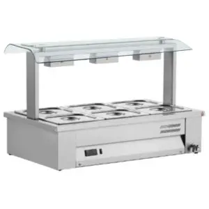 INOMAK Counter Top Bain Marie With Double Sneeze Guard 3x GN1/1