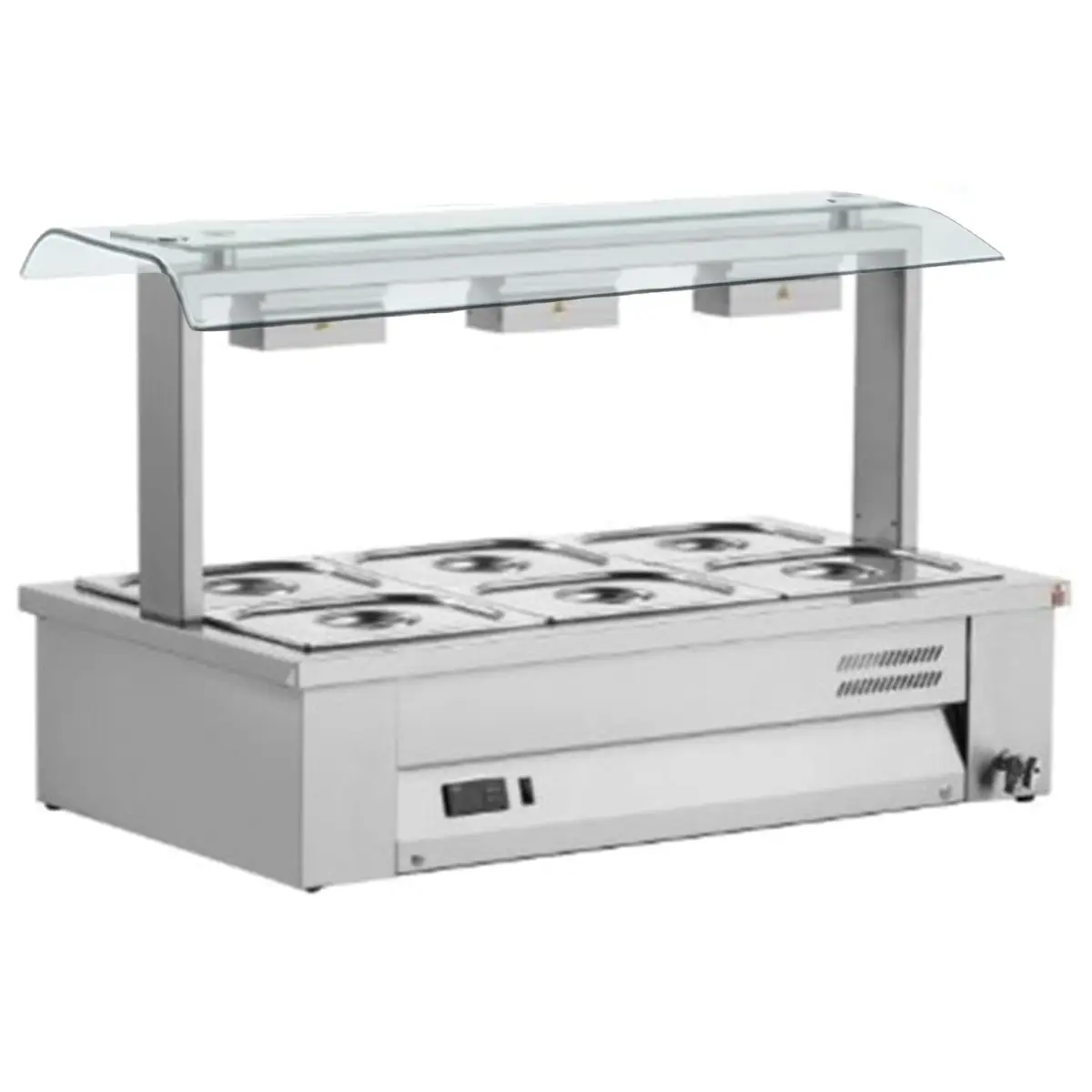 INOMAK Counter Top Bain Marie With Double Sneeze Guard 3x GN1/1