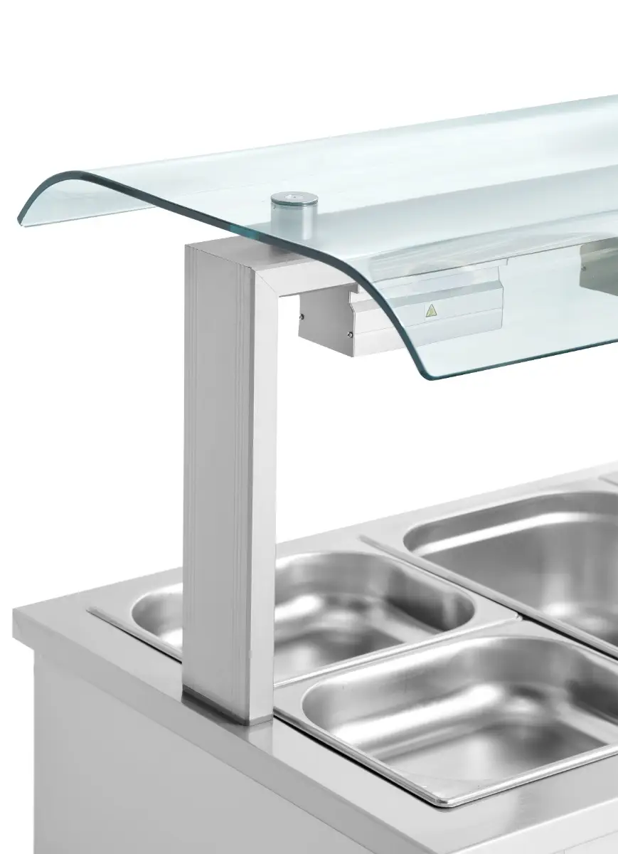 INOMAK Bain Marie With Double Sneeze Guard 3 x GN1/1 - Image 3