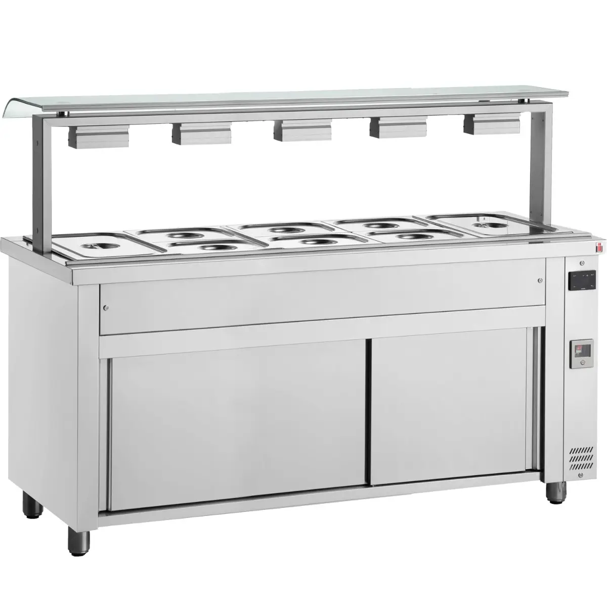 INOMAK Bain Marie With Heated Cupboard And Sneeze Guard 5x GN1/1 - Image 2