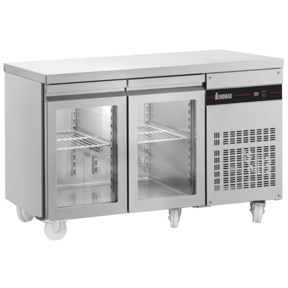 INOMAK 274L Double Hinged Glass Door Gastronorm Counter Refrigerator