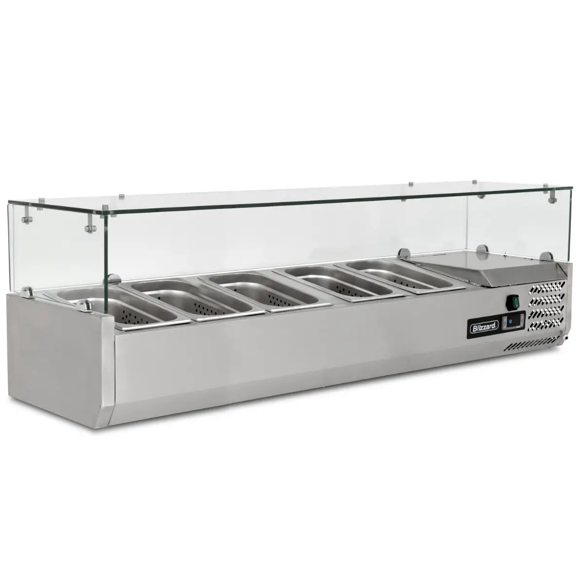 BLIZZARD 1.2m Glass Canopy 1/4 Gastronorm Prep Top