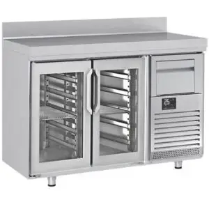INFRICO Double Glass Door Tall Back Bar Refrigerated Counter With Upstand