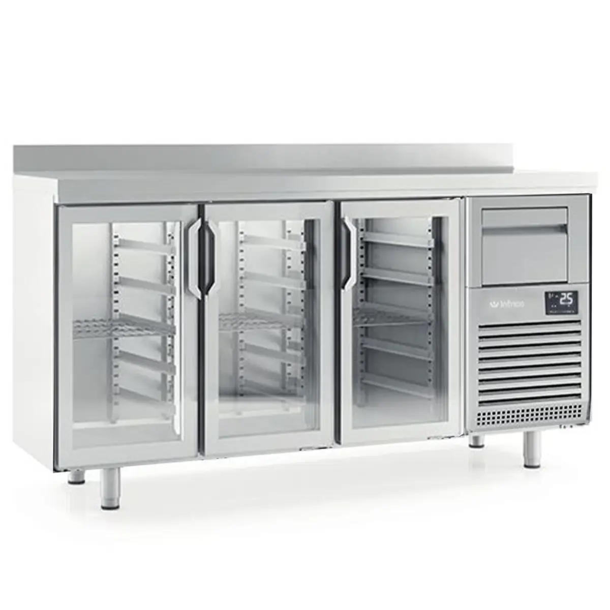 INFRICO Triple Glass Door Tall Back Bar Refrigerated Counter With Upstand