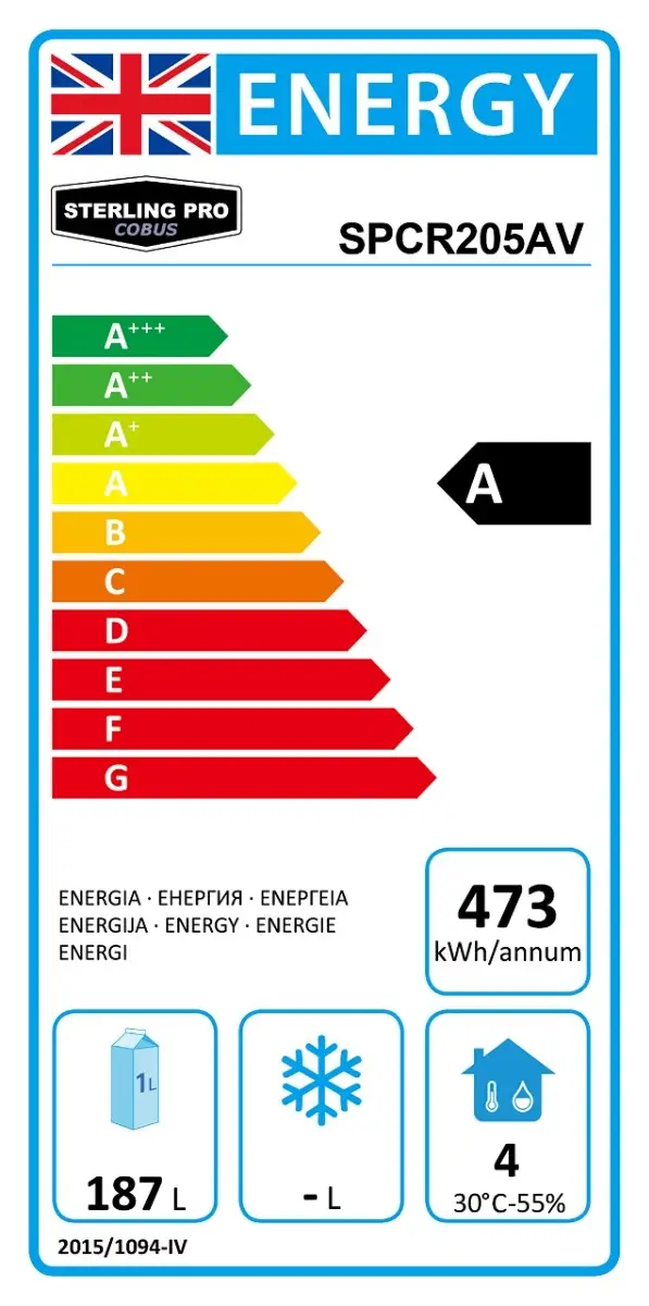Sterling Pro Cobus SPCR205AV A-Energy Rated Two Door Gastronorm Fridge Counter, 282 Litres - Image 2